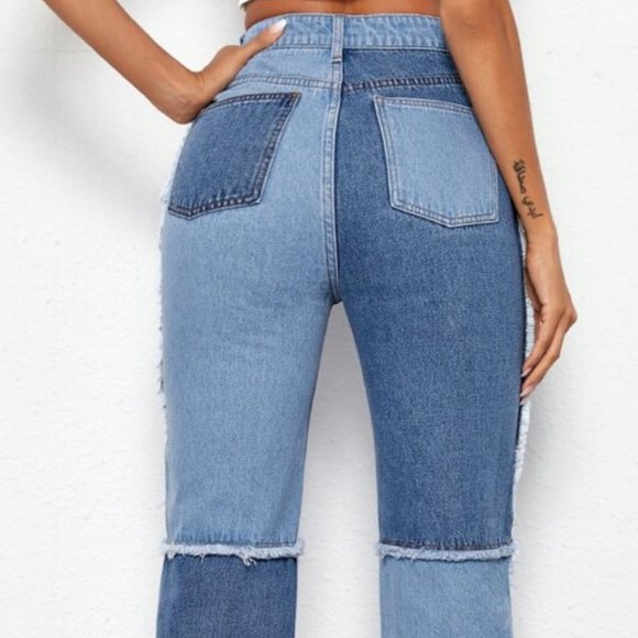 Unworn Two-Tone Light Blue Jeans - Picture 2 of 7